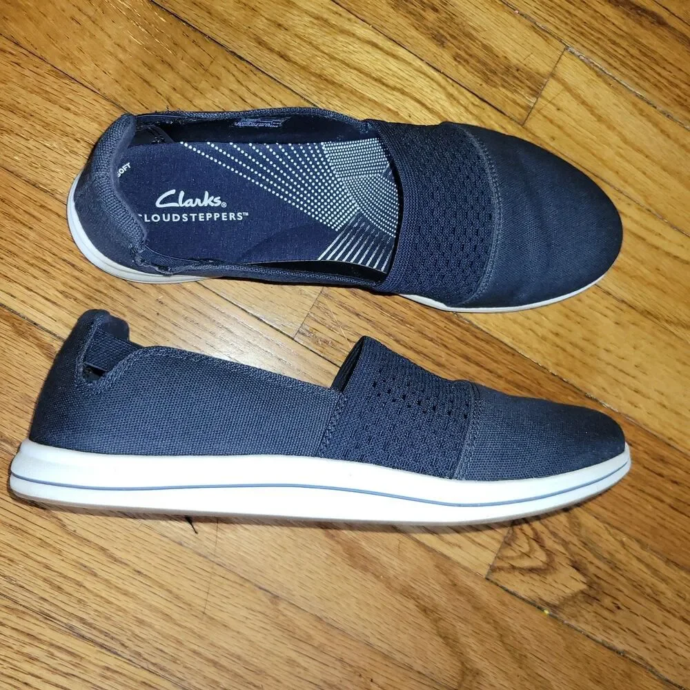 Clarks Cloudsteppers Women Navy Blue Slip On Shoes Size 10 Breeze Vibe